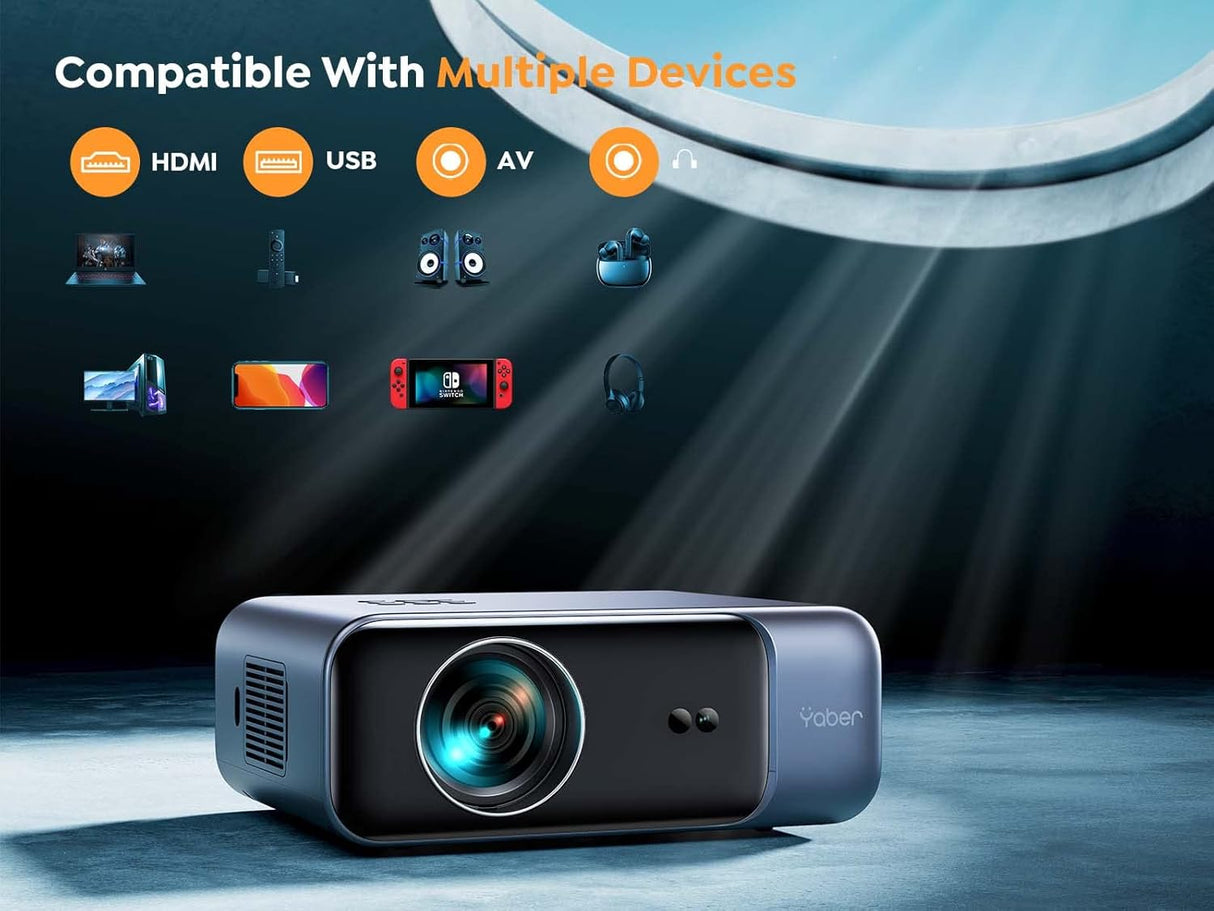 Proyector YABER Pro V9 1080P, WiFi 6, Bluetooth 5.2, 600 ANSI