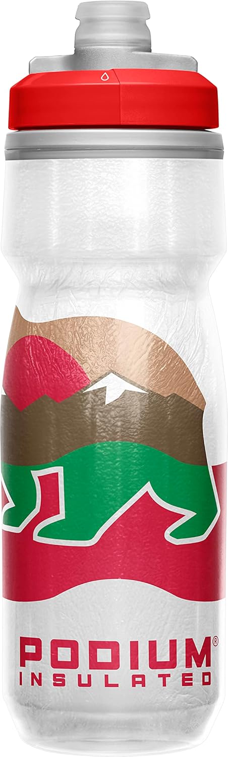 CamelBak Podium Chill Botella de agua aislada para bicicleta, botella fácil de apretar, se adapta a la mayoría de jaulas de bicicleta, 21 onzas, California