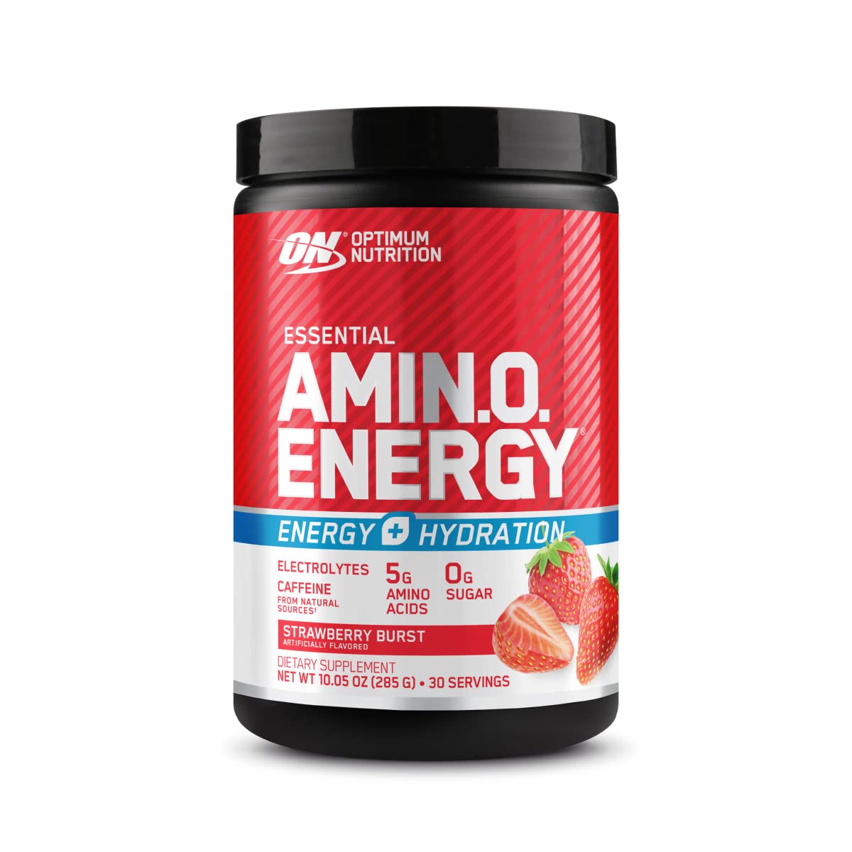 Optimum Nutrition Amino Energy Plus Electrolytes - Bebida energética con aminoácidos y electrolitos, hidratación, sin azúcar, sabor a fresa, 10.5 onzas (30 porciones), rosa (el embalaje puede variar)