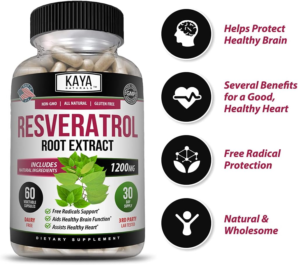 Suplemento Cápsulas de resveratrol antienvejecimiento 60 u