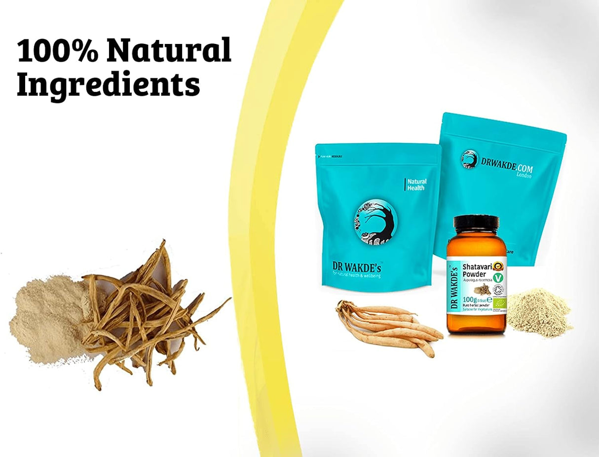 Polvo de Shatavari Orgánico de Dr Wakde, 100g, Vegano, Puro