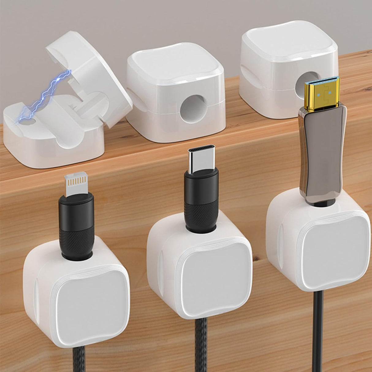 Soporte Magnético para Cables, Organizador, Ajustable, 6 Pack
