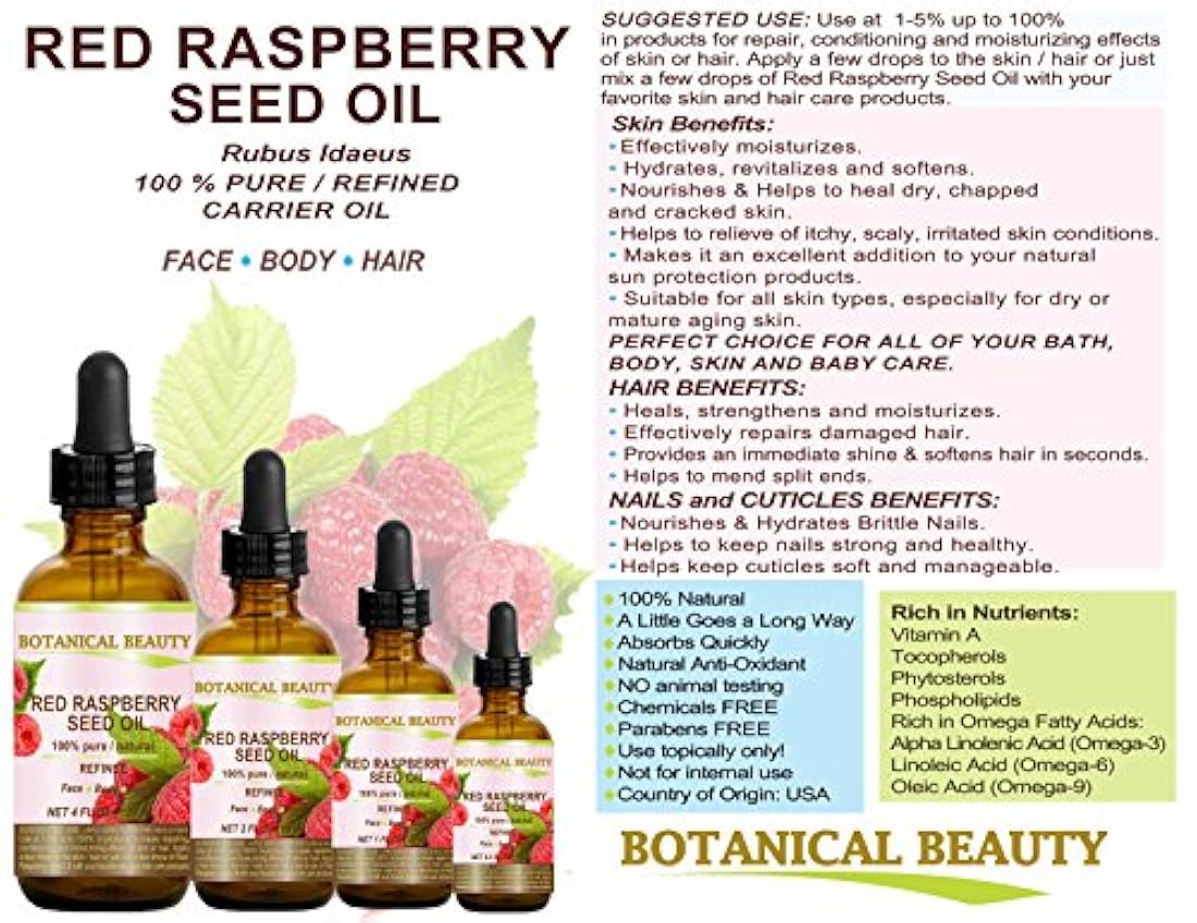 Aceite de semillas de frambuesa roja.