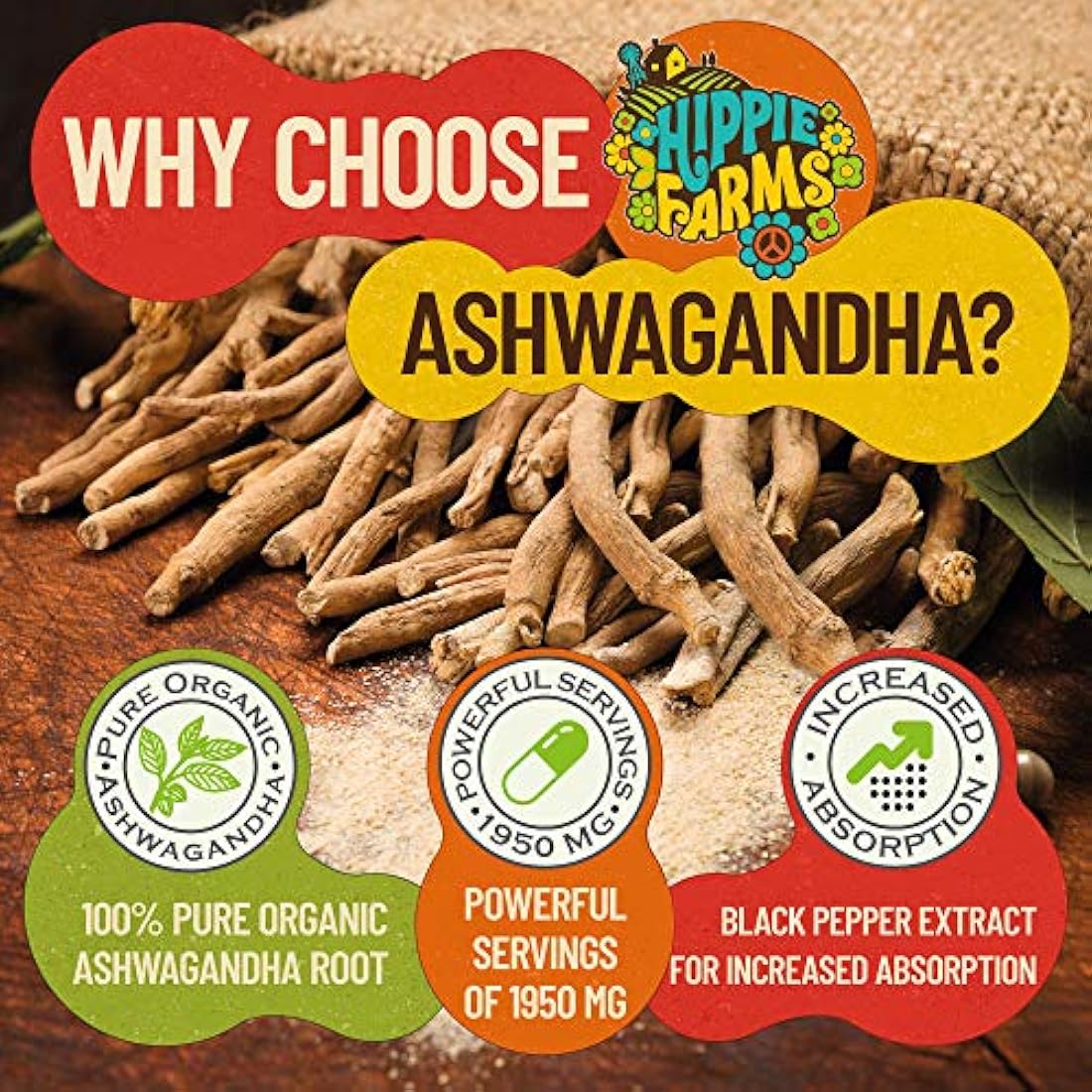 Cápsulas de Ashwagandha orgánicas - Raíz de Ashwagandha