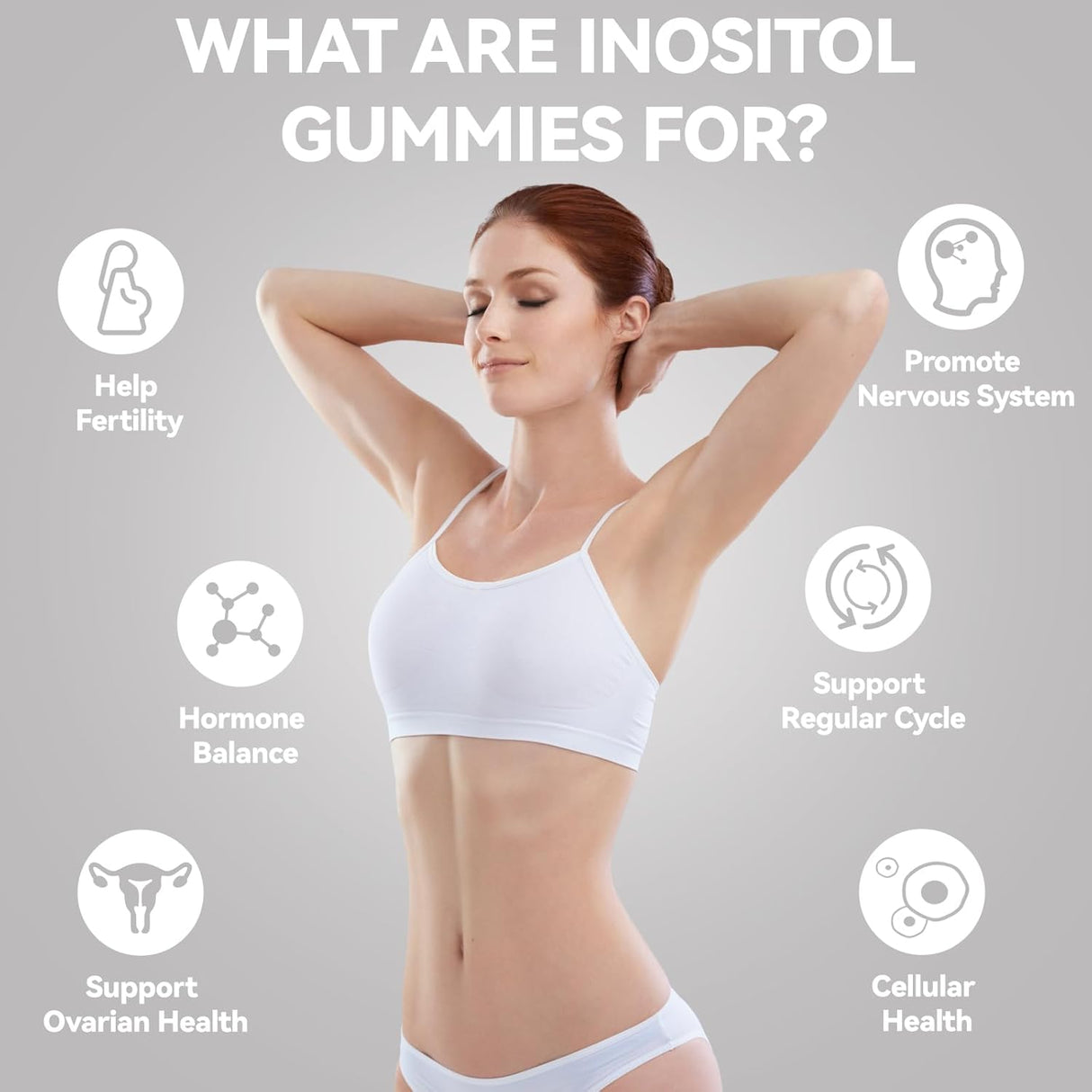 Gomitas de Inositol Sin Azúcar, 60 cápsulas, equilibrio hormonal