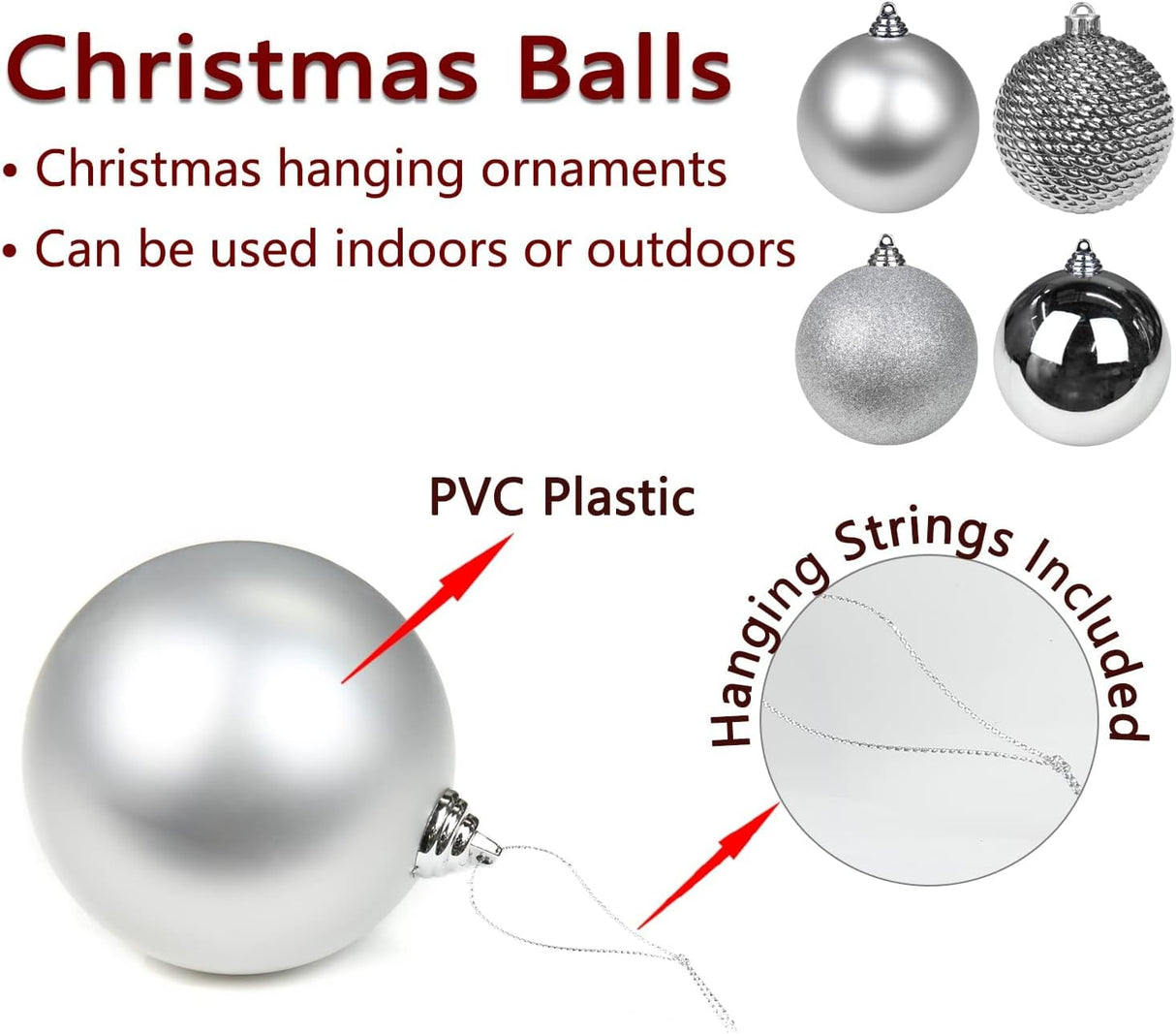 Bolas de Navidad Grandes 4.7 Decoración Shatterproof 4 Pcs