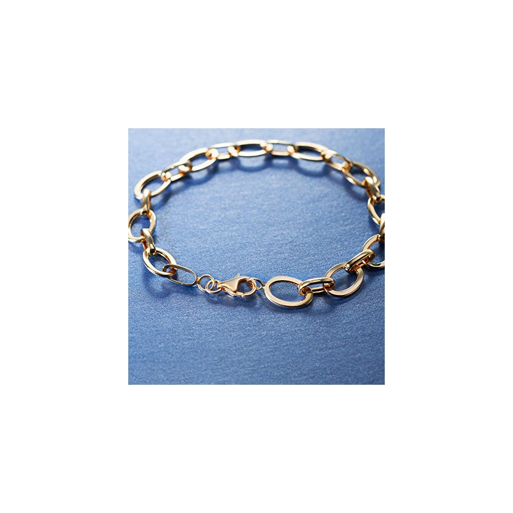 Pulseras de eslabones ovalados de oro amarillo de 14