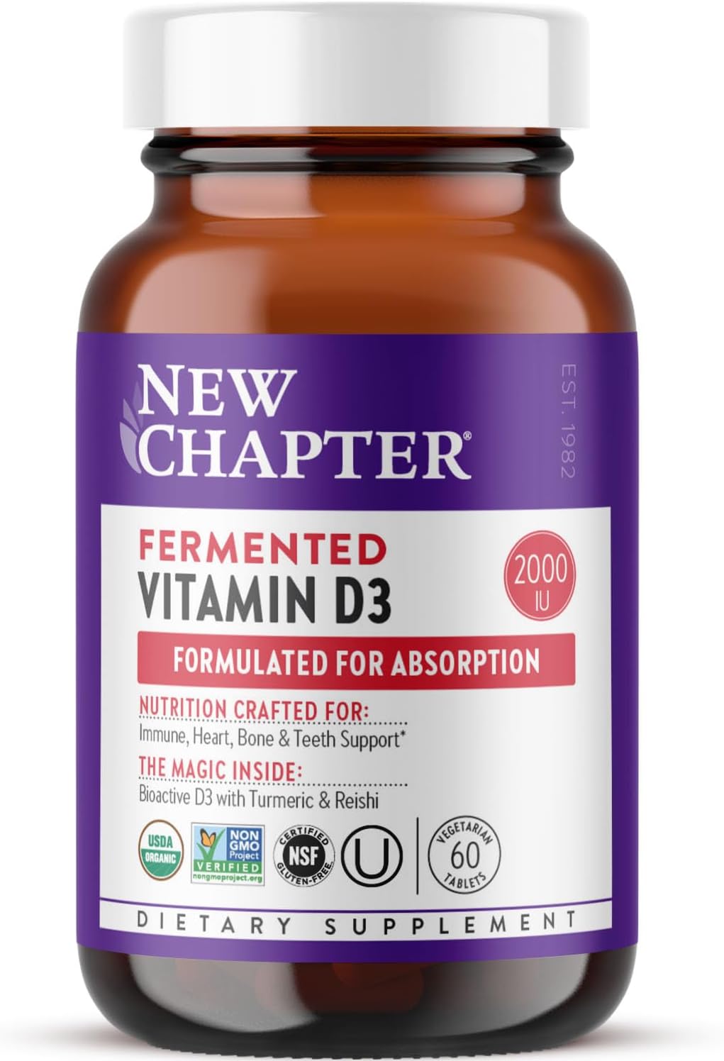 Nuevo Capítulo Vitamina D3 Fermentada 2000 IU, Orgánico, 60 cápsulas