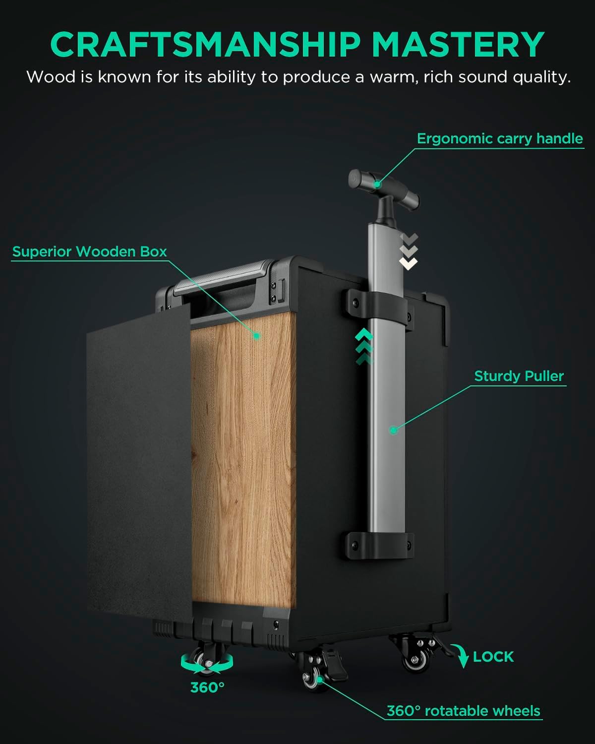 Sistema PA Trolley 3-Way, Micrófonos Inalámbricos, 10 Subwoofer