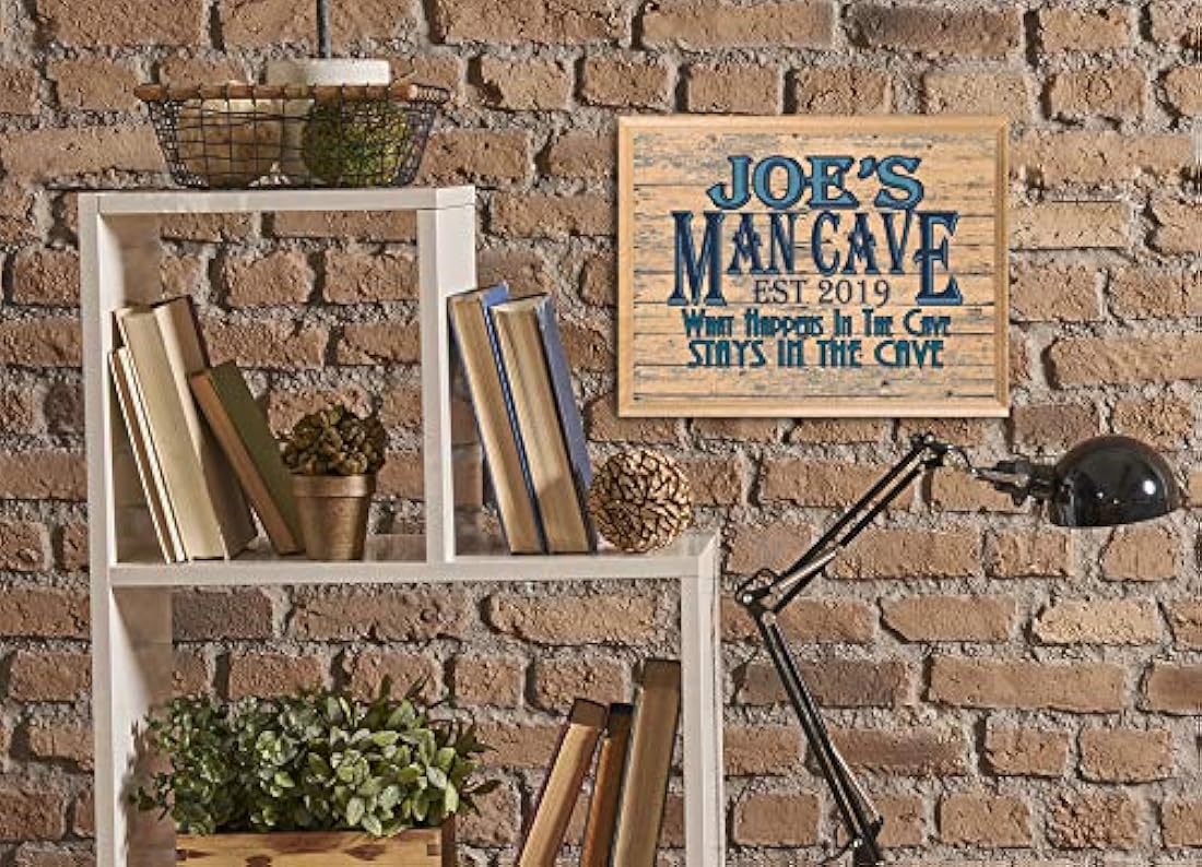 Letrero de pared de madera con diseño de cueva de hombre