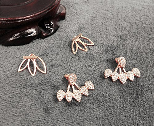 Fashion Hollow Lotus Flower Earrings Crystal Simple Chic