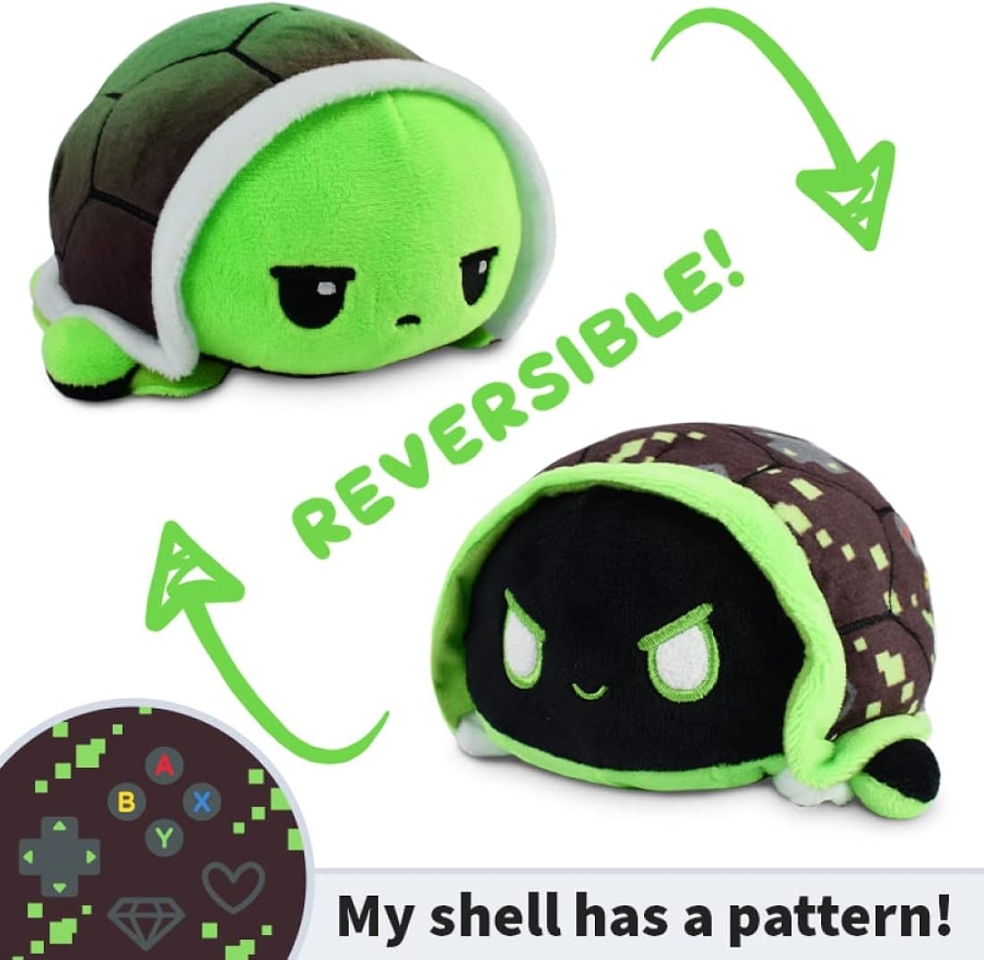 Peluche La tortuga reversible muestra estado de ánimo verde