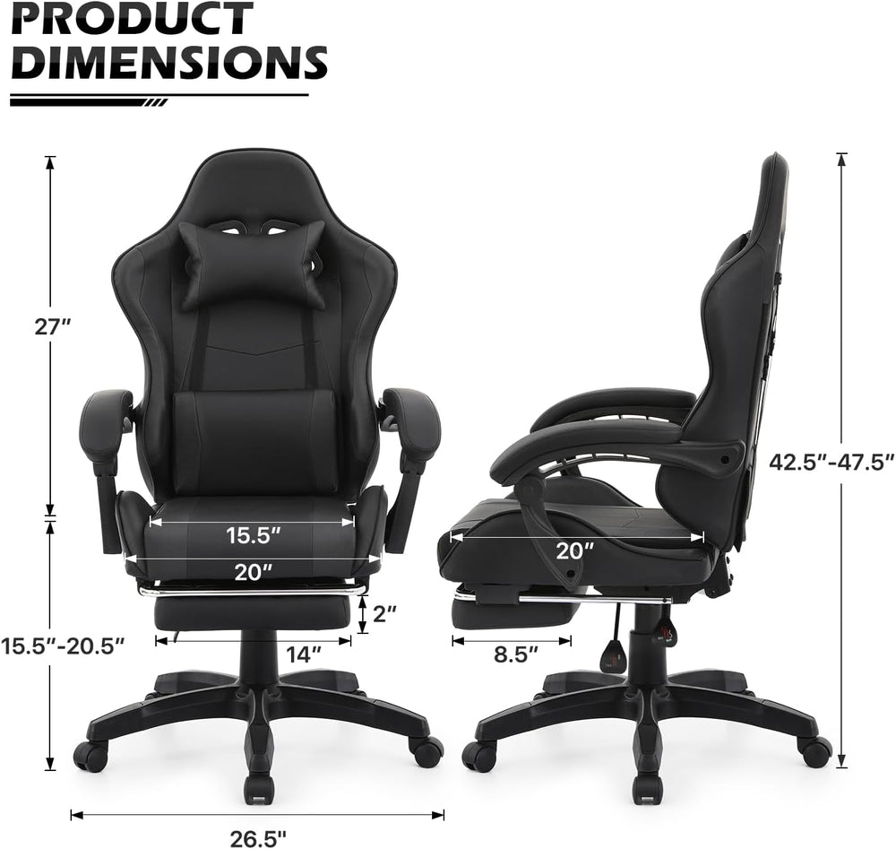 Silla Gamer MoNiBloom Ergonomica con Reposapiés y Soporte Lumbar