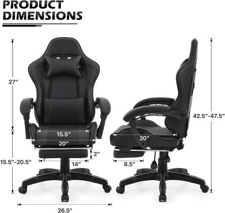 Silla Gamer MoNiBloom Ergonomica con Reposapiés y Soporte Lumbar