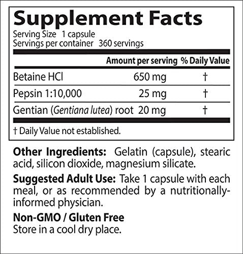 Doctor's Best Betaine HCI Pepsin and Gentian Bitters, No-GMO