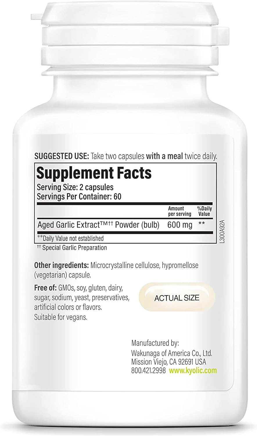Extracto de Ajo Envejecido Vegano, Fórmula 300, 120 Cápsulas