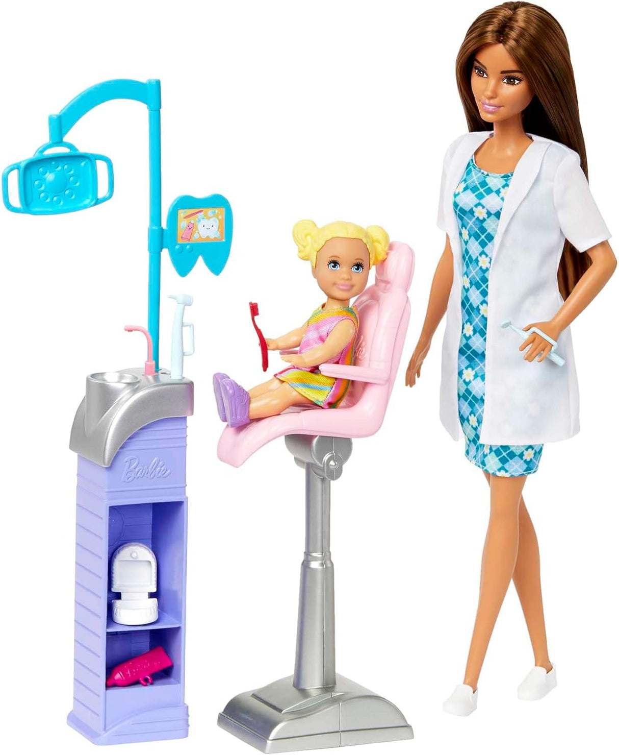 Barbie Carreras Set Dentista con Muñeca Doctor, Accesorios