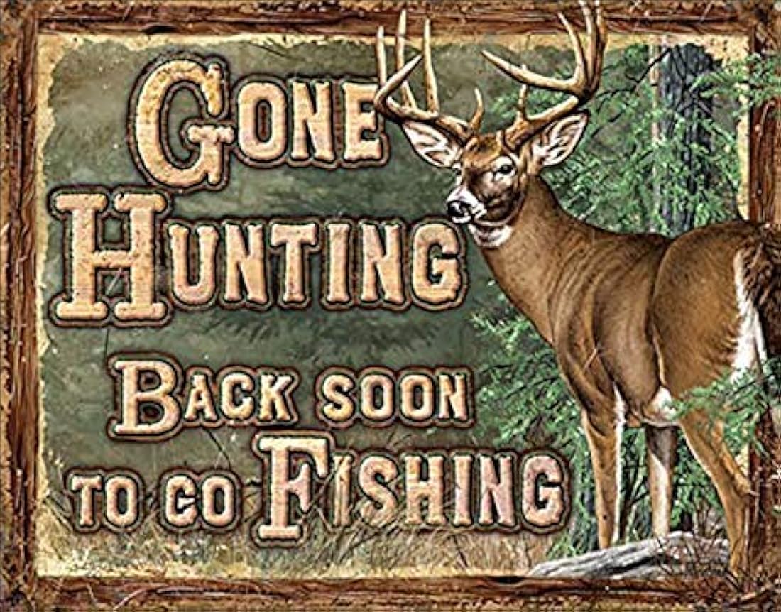 Letrero de caza con texto en inglés «Desperate Enterprises»