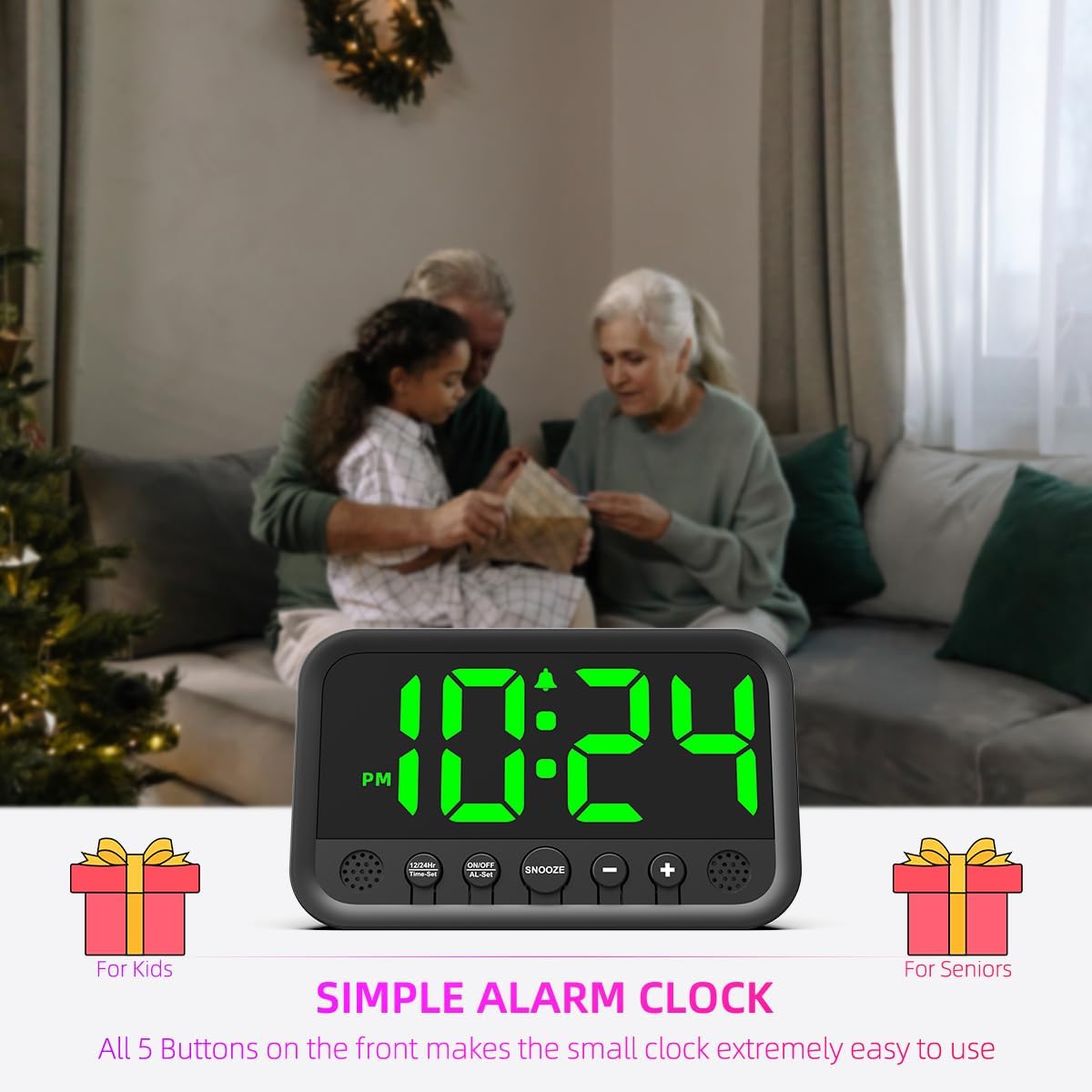 Reloj Digital LED Pequeño con Alarma Fuerte y Función Snooze