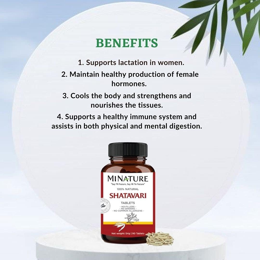 Shatavari Tablets de mi Nature -90 Tabletas, 1000mg India