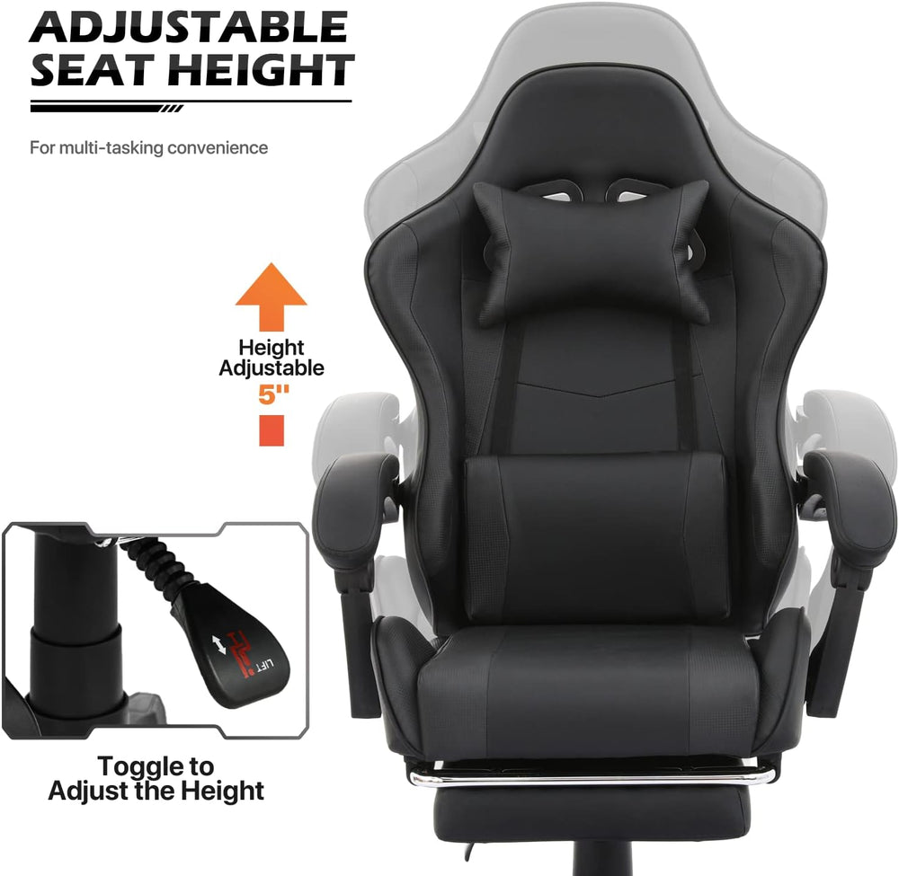 Silla Gamer MoNiBloom Ergonomica con Reposapiés y Soporte Lumbar