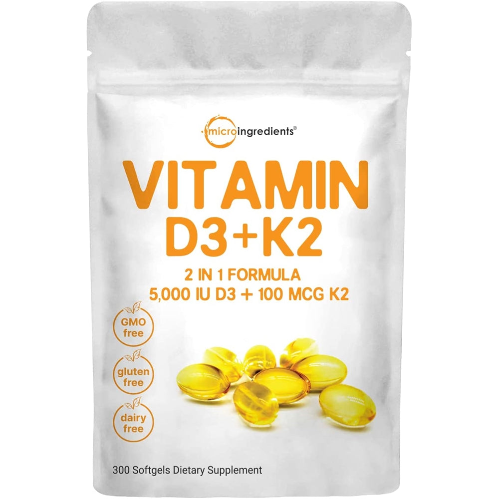 Suplementos Vitamina D3 5000IU Plus K2 300 capsula