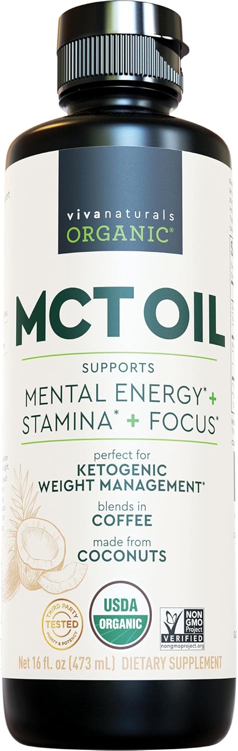 Aceite MCT Orgánico 16 oz - Viva Naturals, Energía y Keto