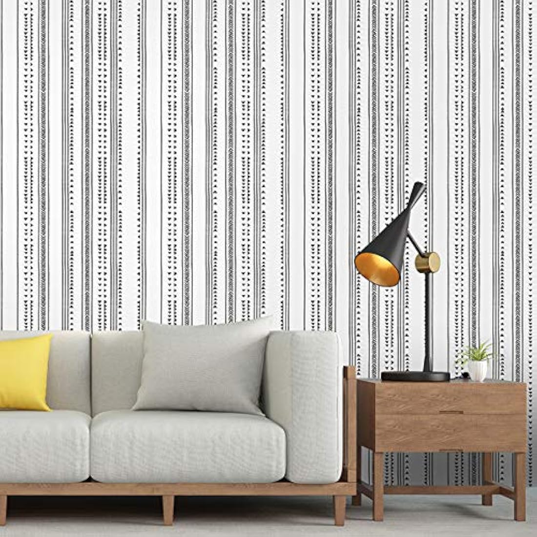 Papel pintado diseño de triángulo negro/blanco (17,7 x 314)