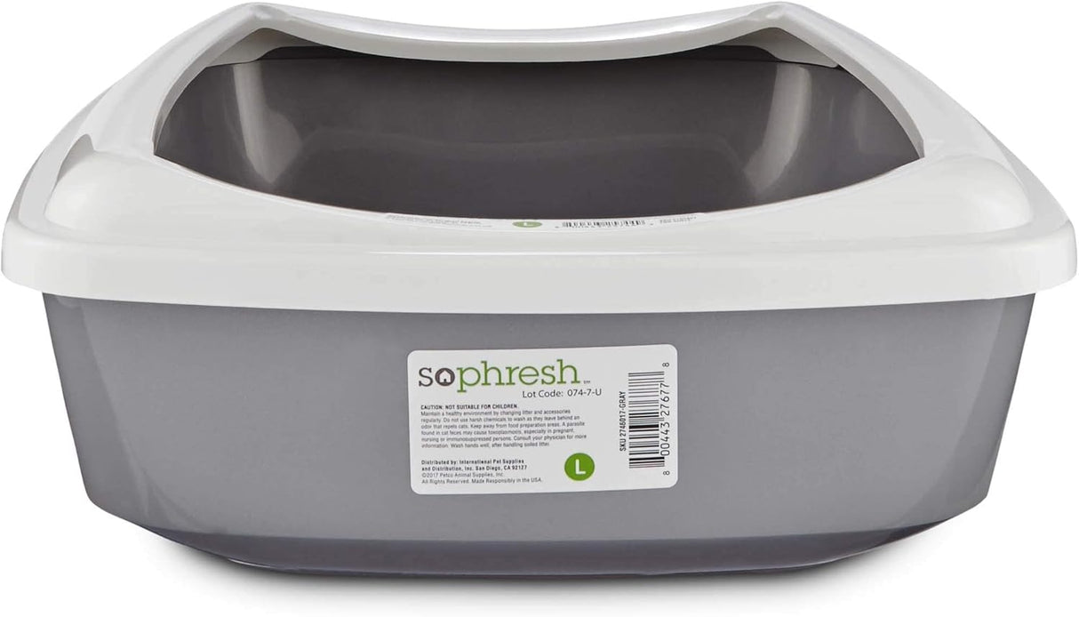 Caja de arena gris abierta para gatos grande So Phresh