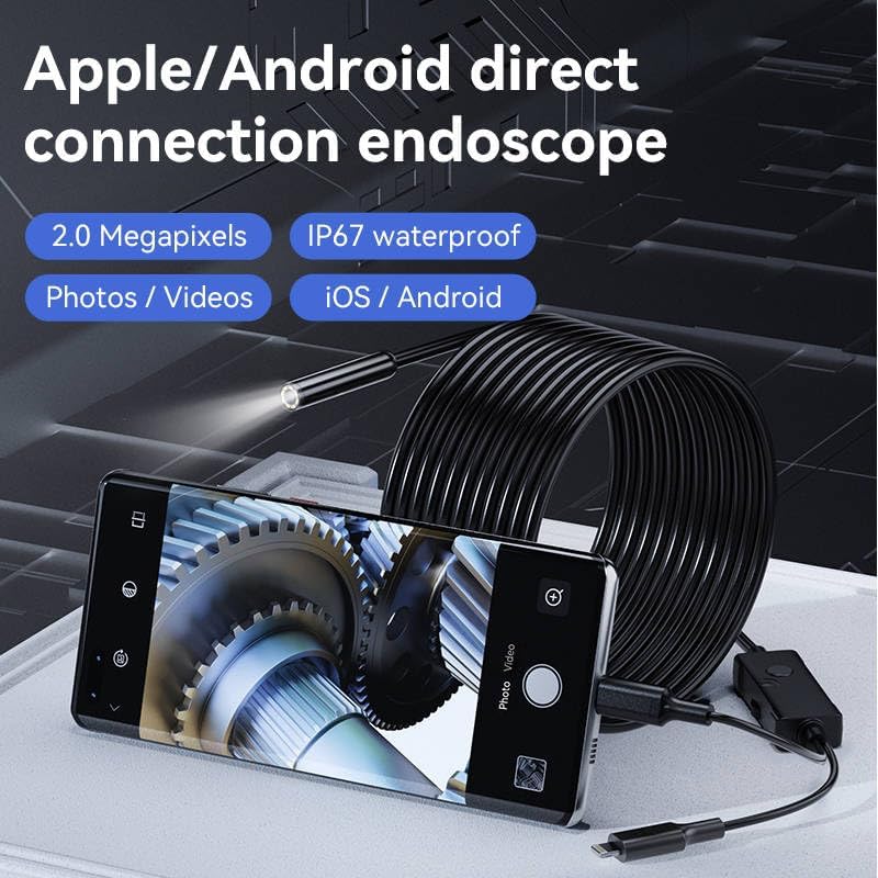 KEEMIKA Cámara endoscopio con luz, interfaz dual para iPhone