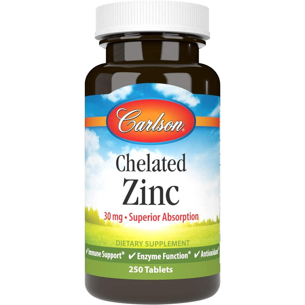 Suplemento Zinc quelado 30 mg antioxidante 250 tabletas
