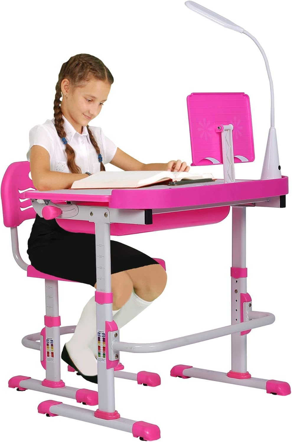 Set Escritorio y Silla Infantil Ajustable con Luz LED y Cajón