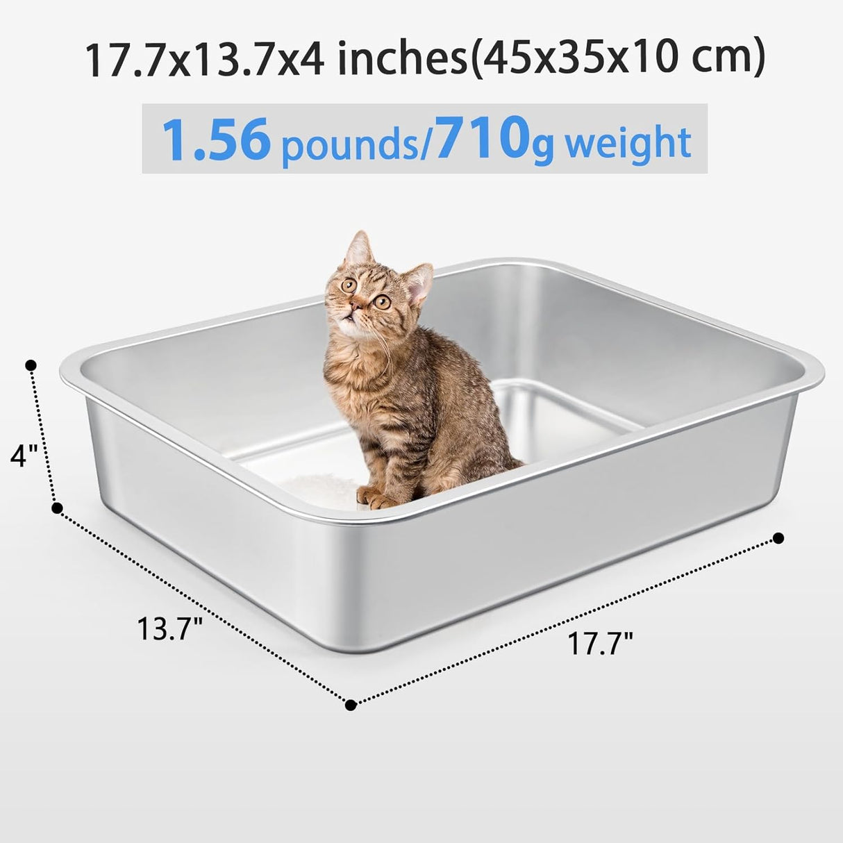 Caja de arena de viaje para gatos Harhana de acero inox.