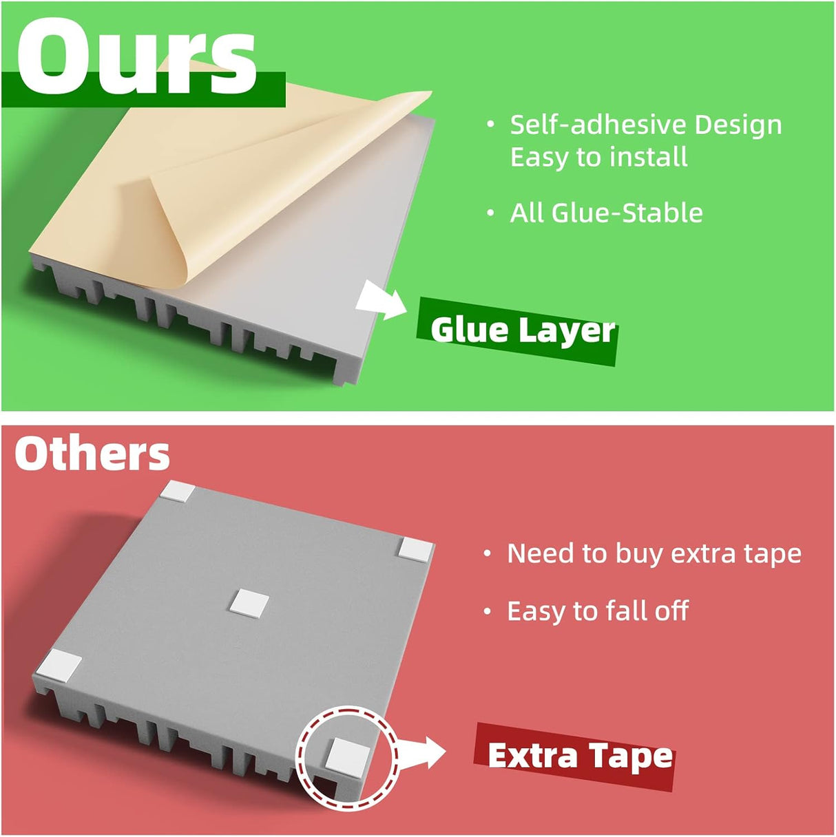 Paneles Acústicos Autoadhesivos LIGHTDESIRE 12 Piezas 12x12x2