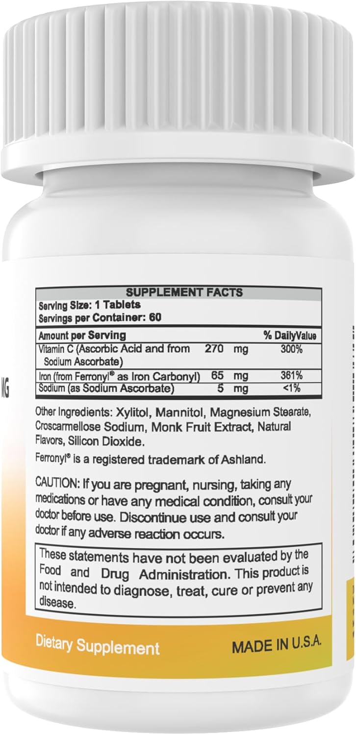 Suplemento Hierro masticable 65 mg con vitamina C 270 mg