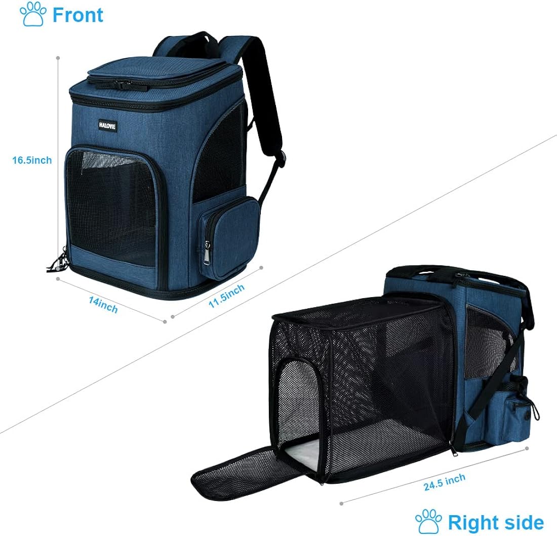 Mochila transportadora de mascotas expandible azul