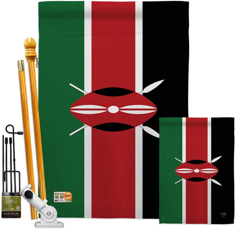 Breeze Decor HG108242 Banderas de Kenia de la Nacionalidad Mundial Impresiones Casa Vertical Decorativa 28 X 40 Jardín 13 18.5 Bandera de Doble Cara Colección