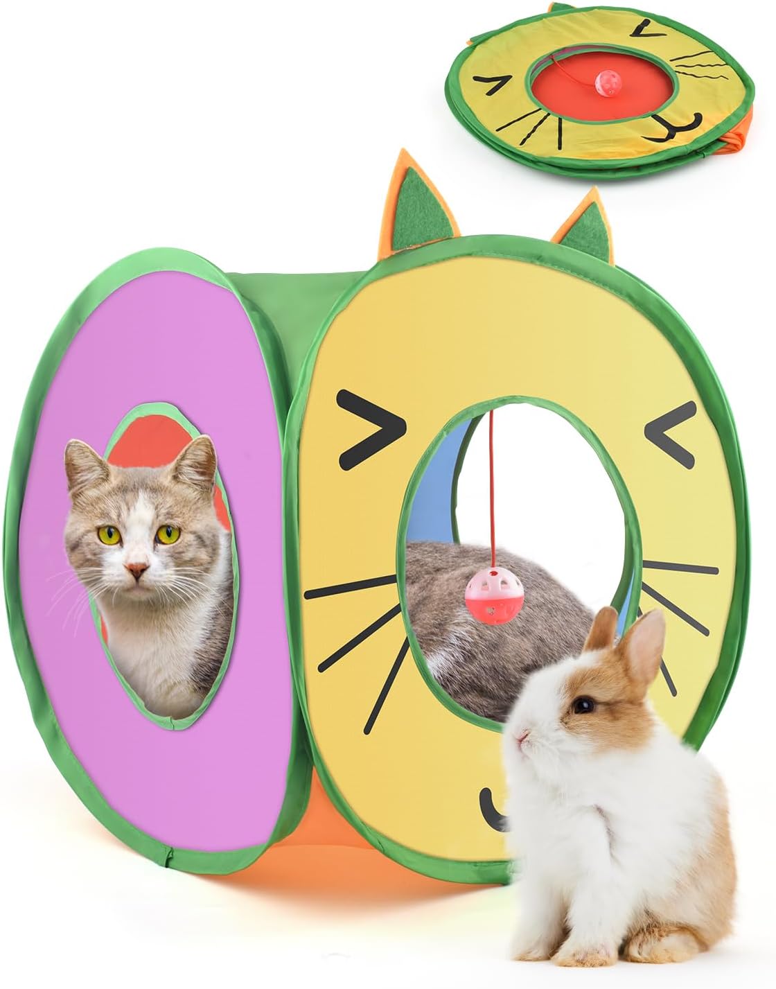 Cueva para gatos Bissap, colapsable, 3 agujeros, modelo Pop Up