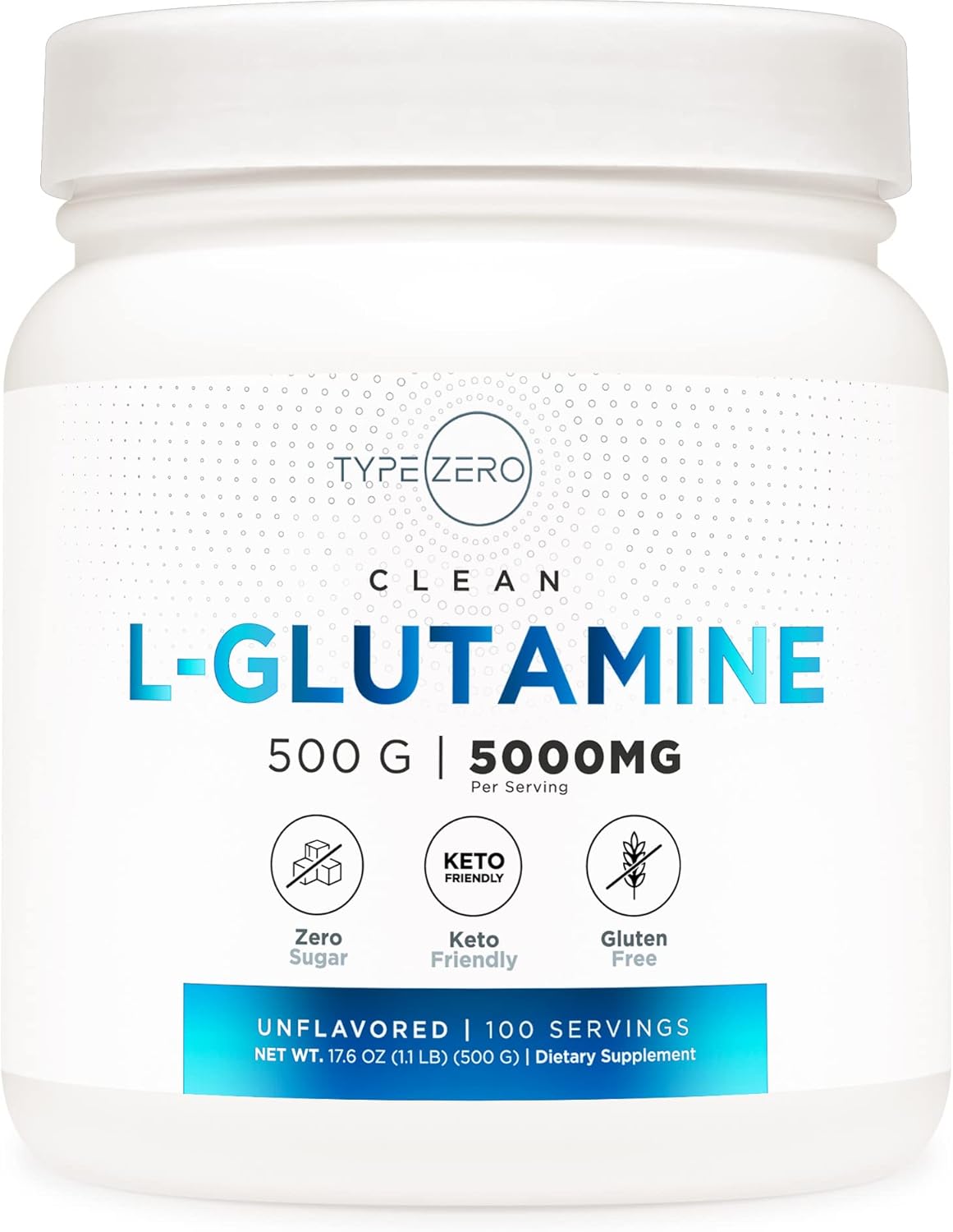 Suplemento L-Glutamina en polvo Type Zero 500g, vegano y puro