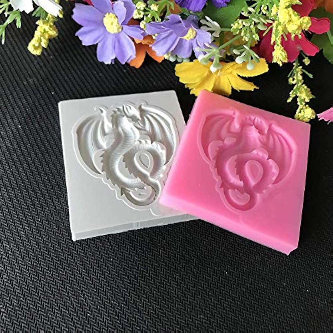 Moldes 2 moldes de silicona para fondant de dragón