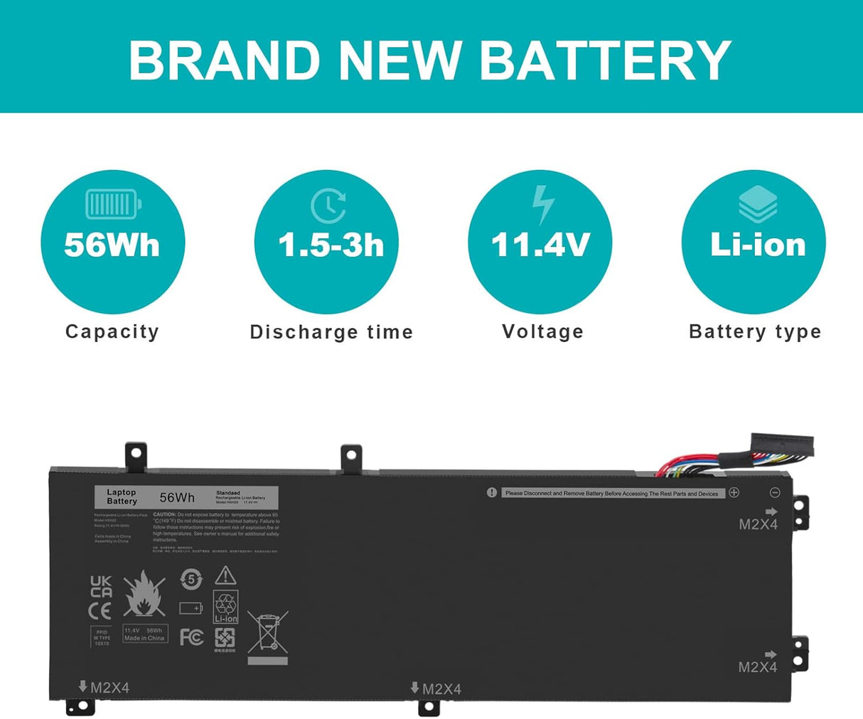 Batería RRCGW H5H20 11.4V 56Wh para Dell XPS 15 y Precision