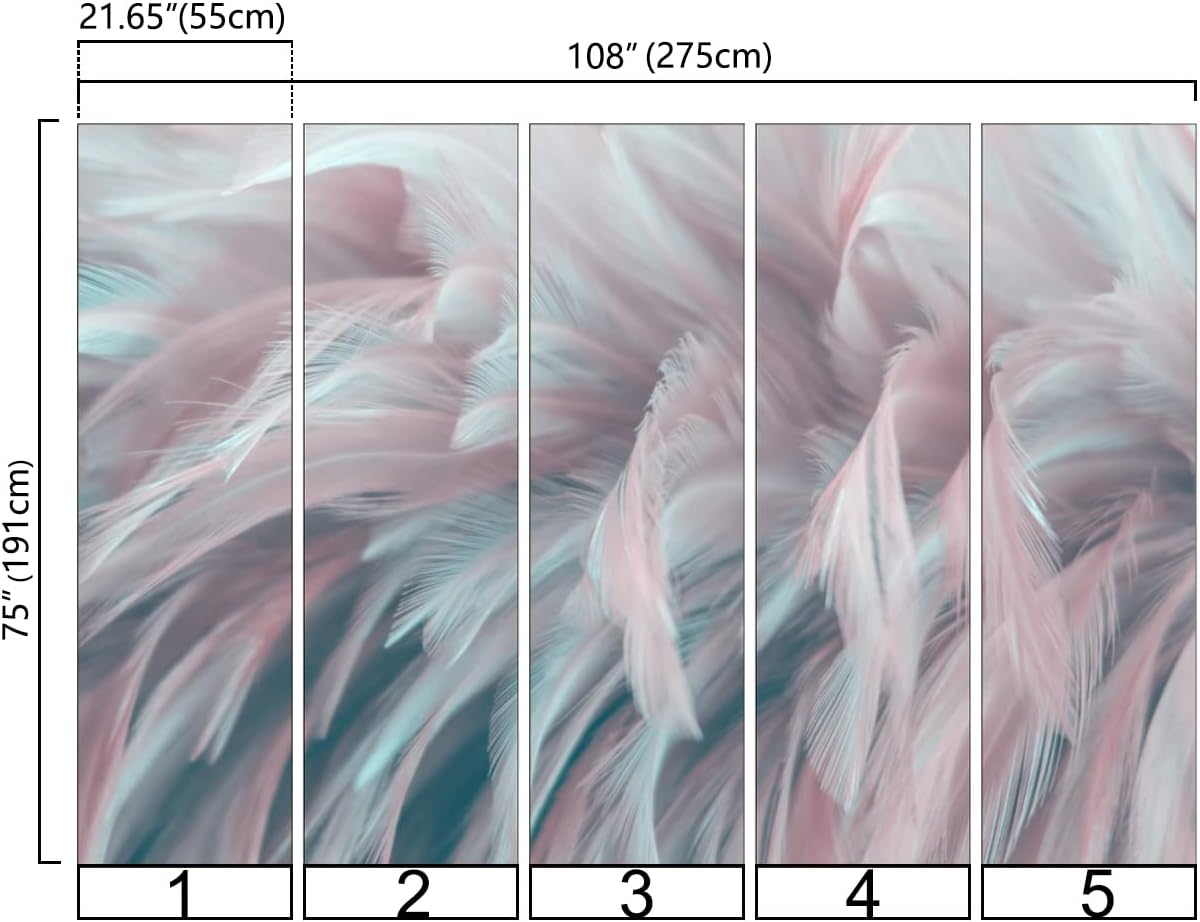 Mural 3D Plumas Bormia para Sala y Dormitorio, Decoración Artística