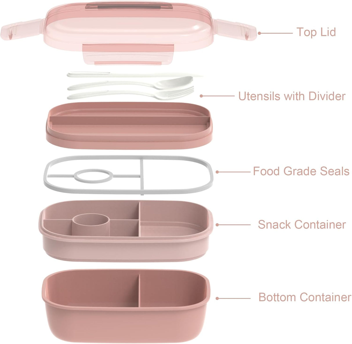 Caja de Almuerzo JBGOYON® - 3 Contenedores Apilables, Utensilios