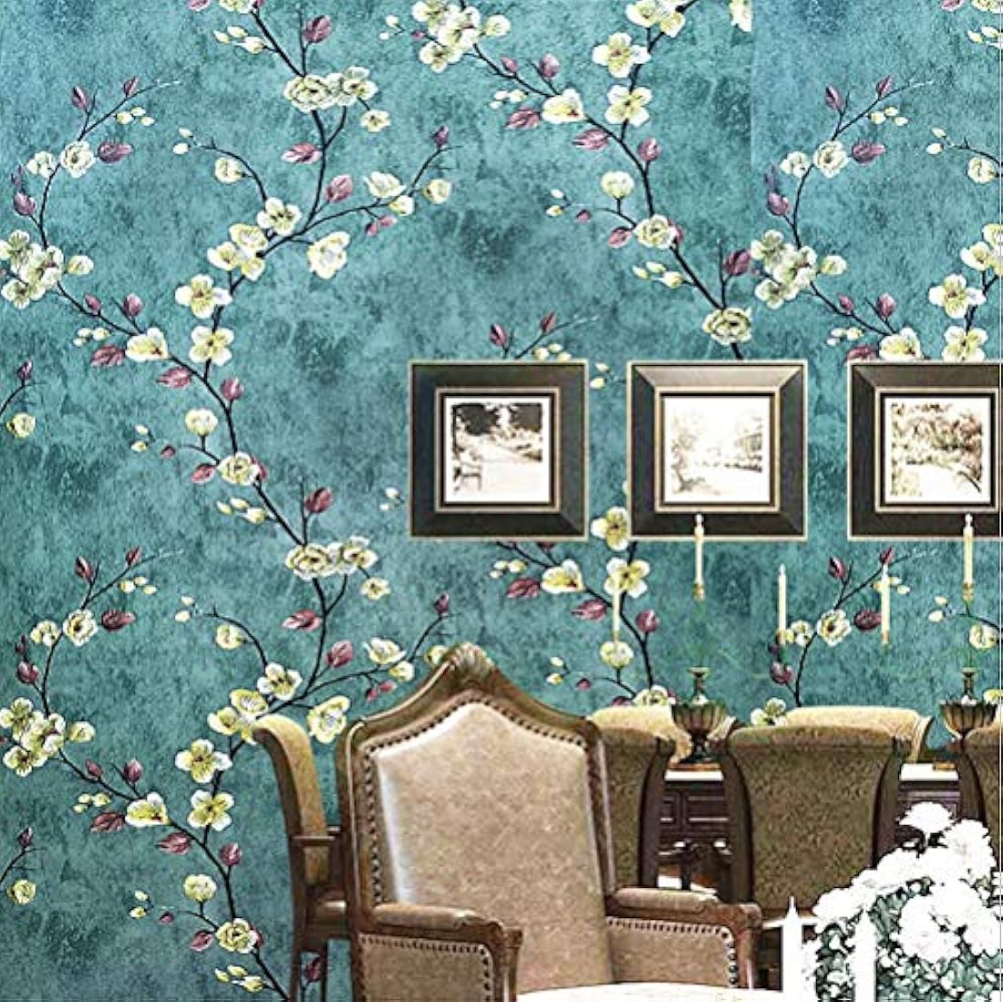 Papel pintado autoadhesivo con diseño floral