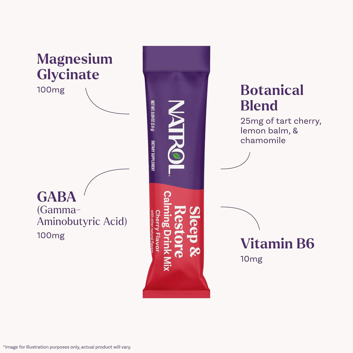 Mezcla Calming Drink Natrol, con Magnesio, 10 Stick Packs