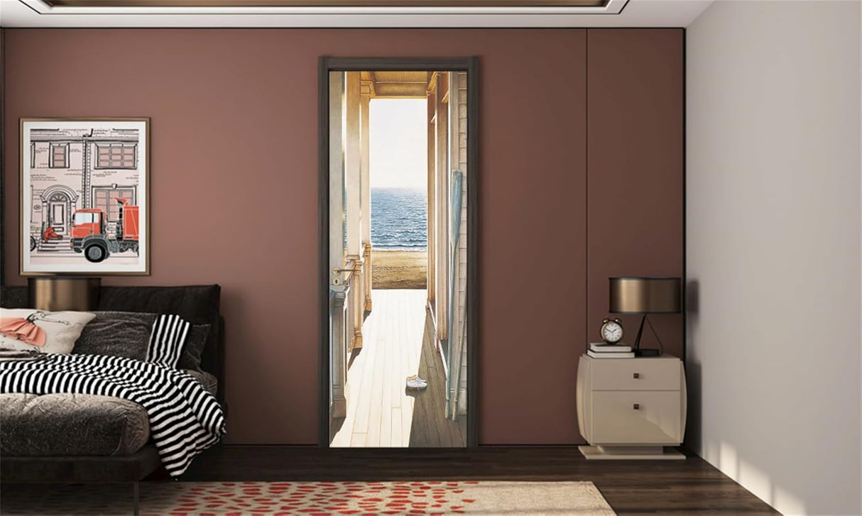 Pegatina 3D para Puerta - Autoadhesiva Marítima - 30.3x78.7