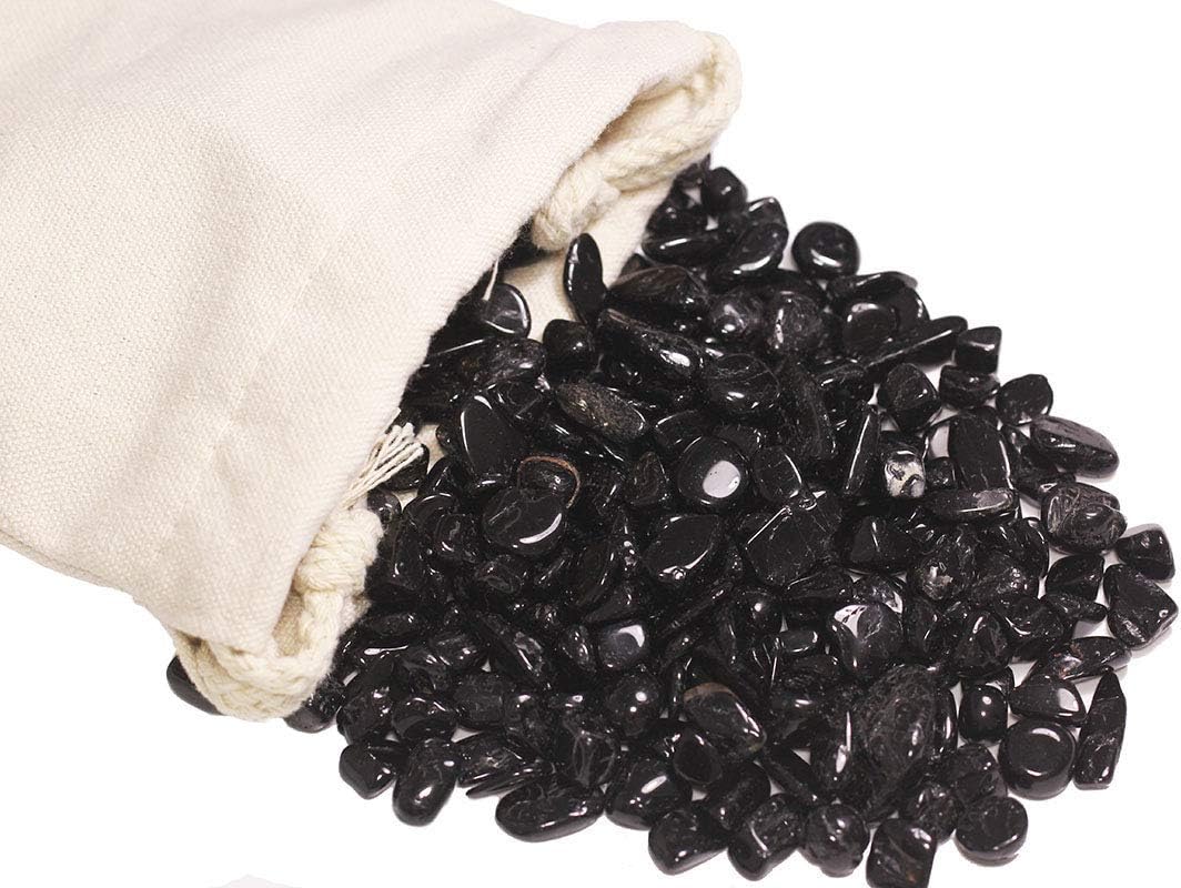 Chips de piedra pulida de turmalina negra de 1 libra Piezas de cuarzo de cristal natural trituradas