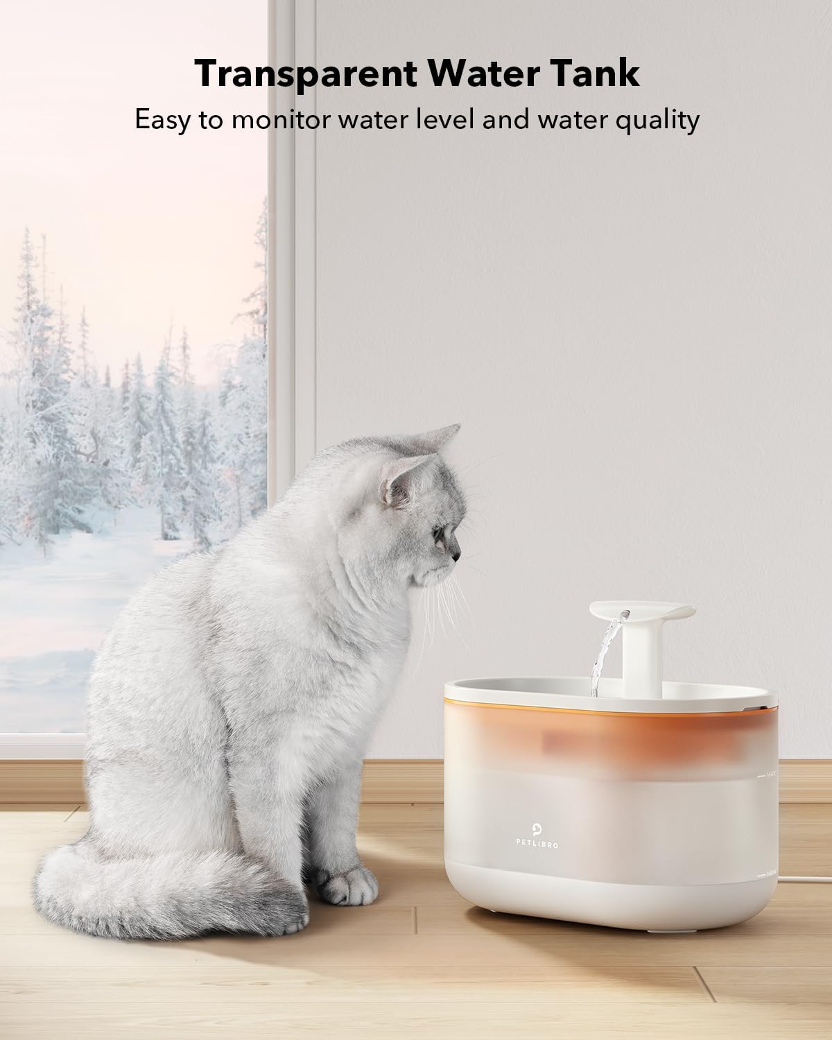 Fuente de agua de 2,1 L para gatos, Blanco WF002 PETLIBRO