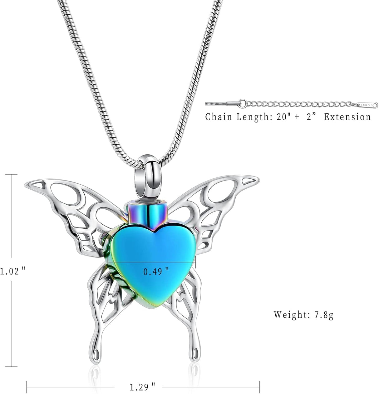 Collar de urna de cremación con alas de mariposa