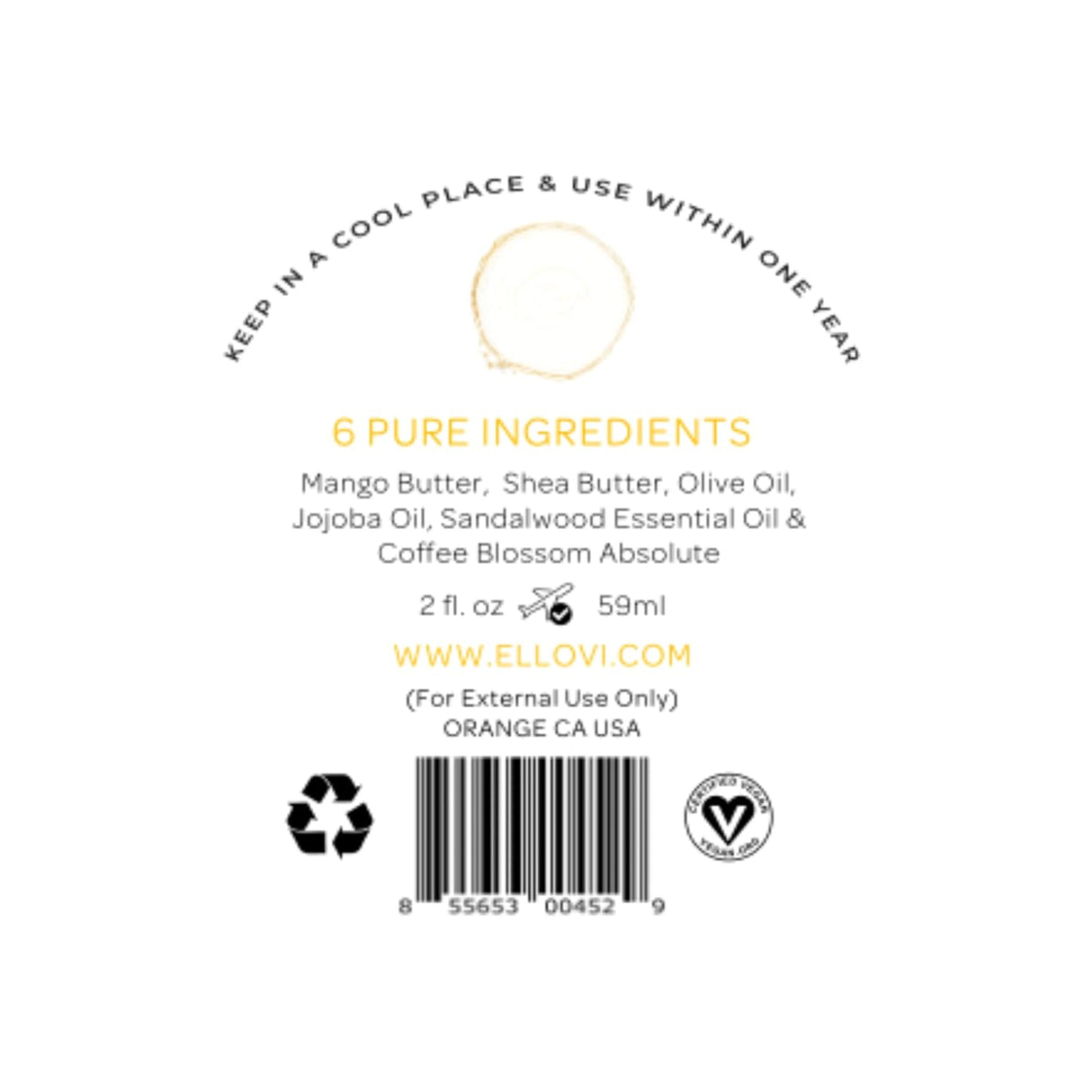 Manteca Corporal Vegana Sin Nueces - Serenade - 6 Ingredientes